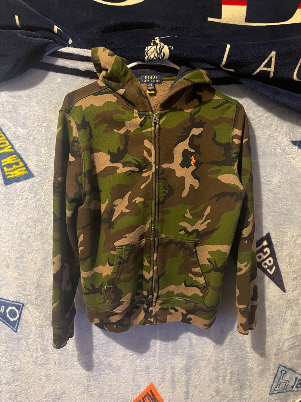 Polo by Ralph Lauren Green Brown Camo Zip-Up Hoodie Jacket